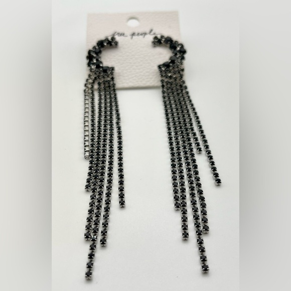 FP Free People | Drop Earrings | Black Diamond & Silver | Moon - Picture 3 of 4